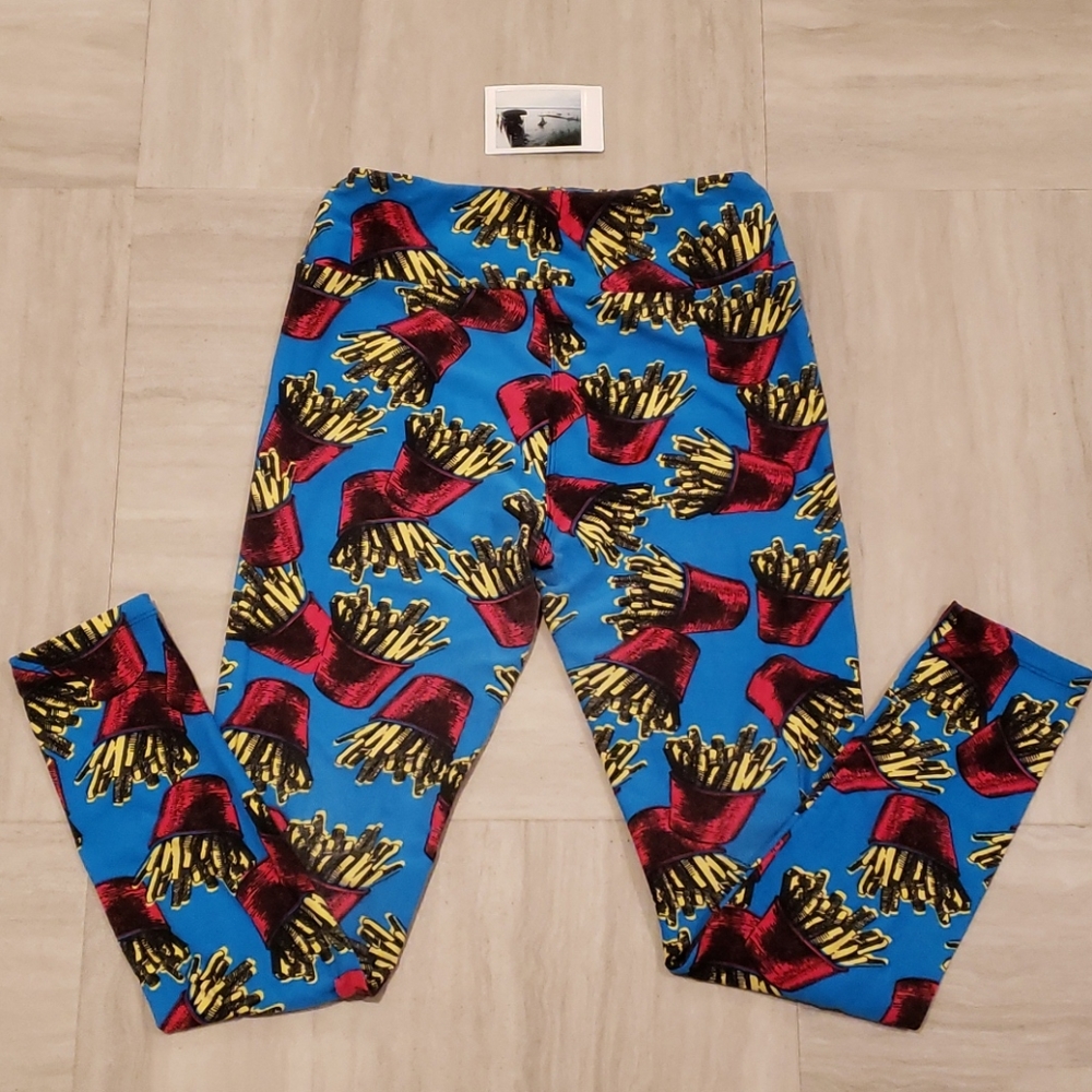 LuLaRoe OS Leggings FRENCH FRIES RARE UNICORN HTF
